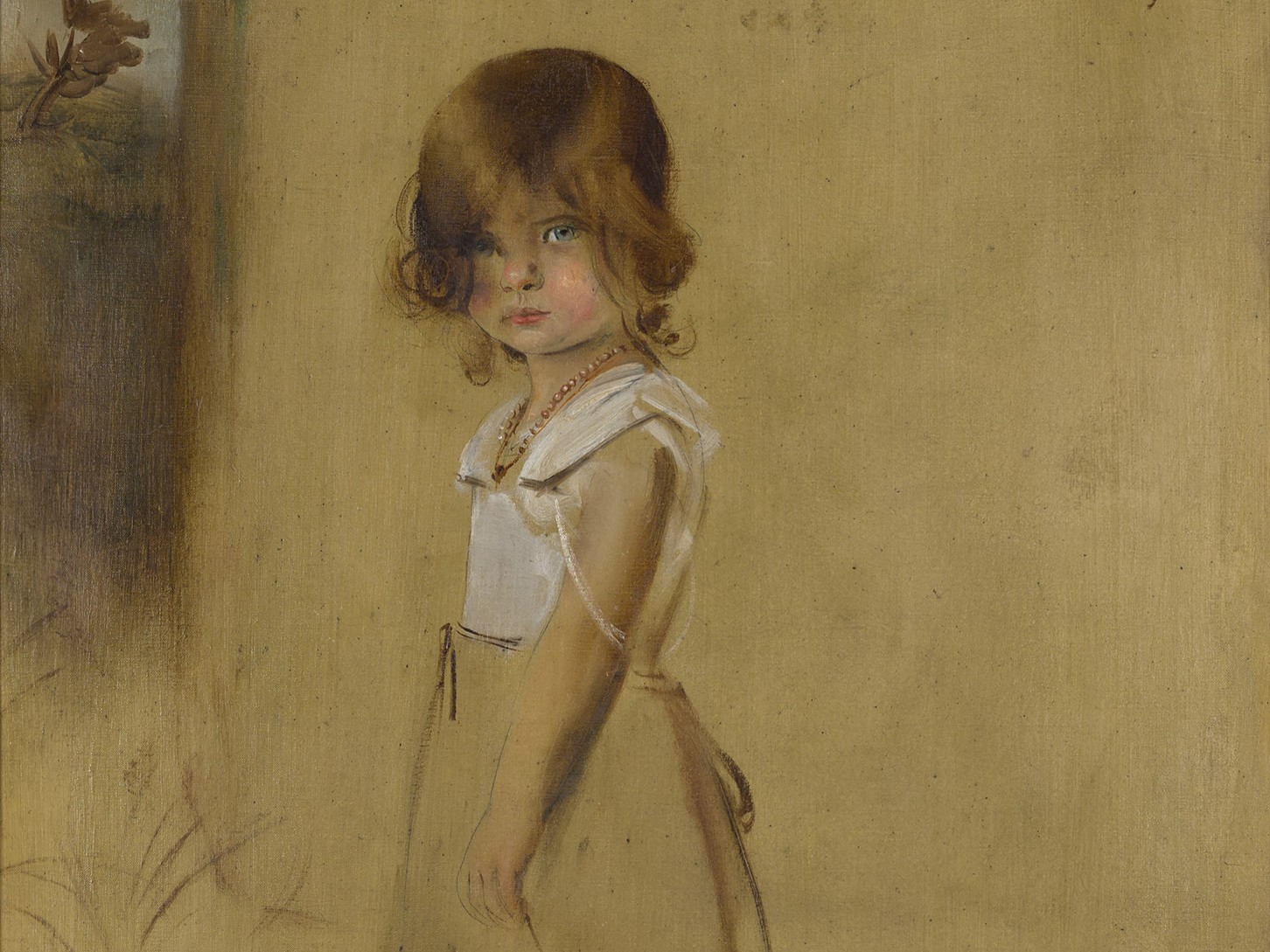 1901 malte Franz von Lenbach seine Tochter Gabriele mit Holzpferdchen, Öl auf Leinwand
